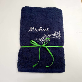 granatowy ręcznik z imieniem Michał na prezent